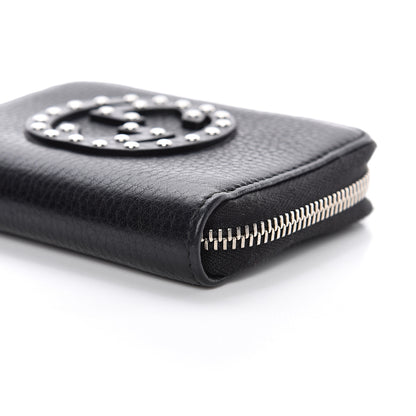Gucci Pebbled Calfskin Studded Soho Compact Disco Zip Around Wallet Black 11 of 14