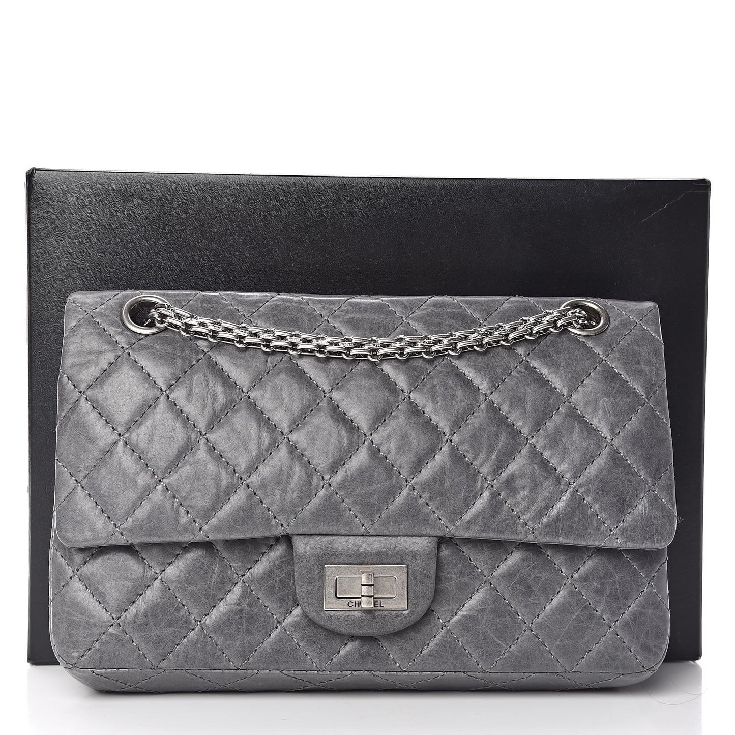 Aged Calfskin Quilted 50th Anniversary 2.55 Reissue 225 Flap Gris