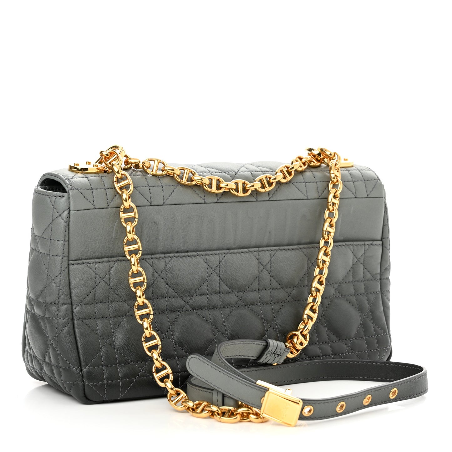 Lambskin Cannage Medium Caro Bag Grey Stone