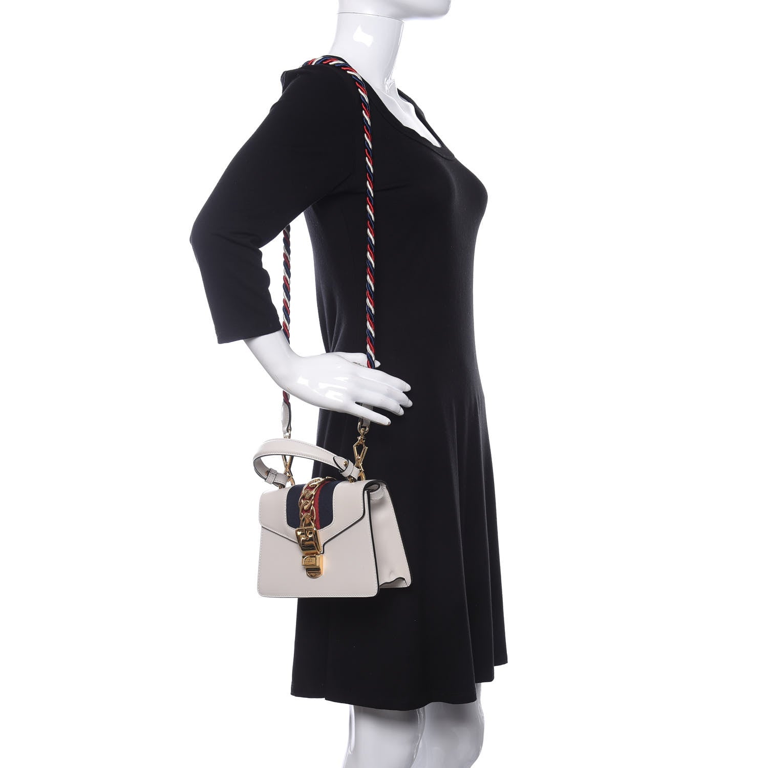 Gucci Calfskin Mini Sylvie Top Handle Bag White 3 of 11