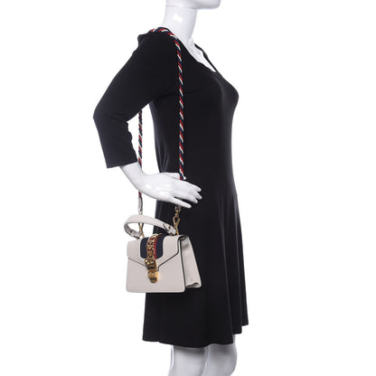 Gucci Calfskin Mini Sylvie Top Handle Bag White 3 of 11