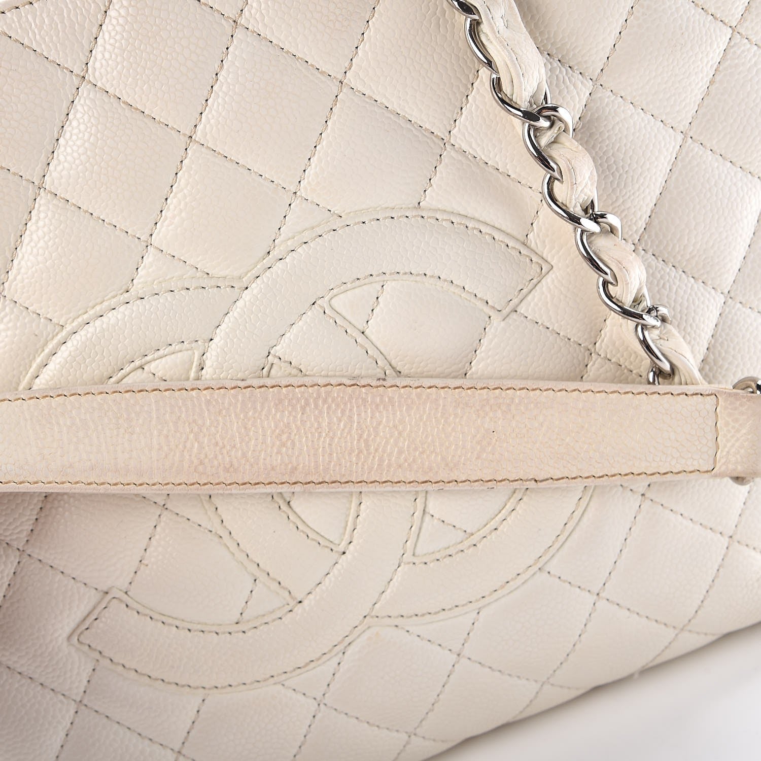 Chanel Caviar Quilted Grand Shopping Tote GST White 14 of 20