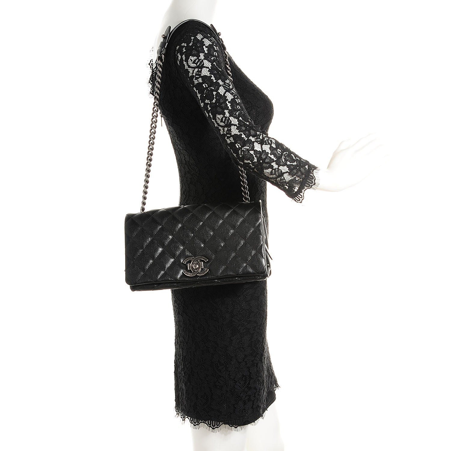 Chanel Metallic Goatskin Medium City Rock Flap Black 2 of 9