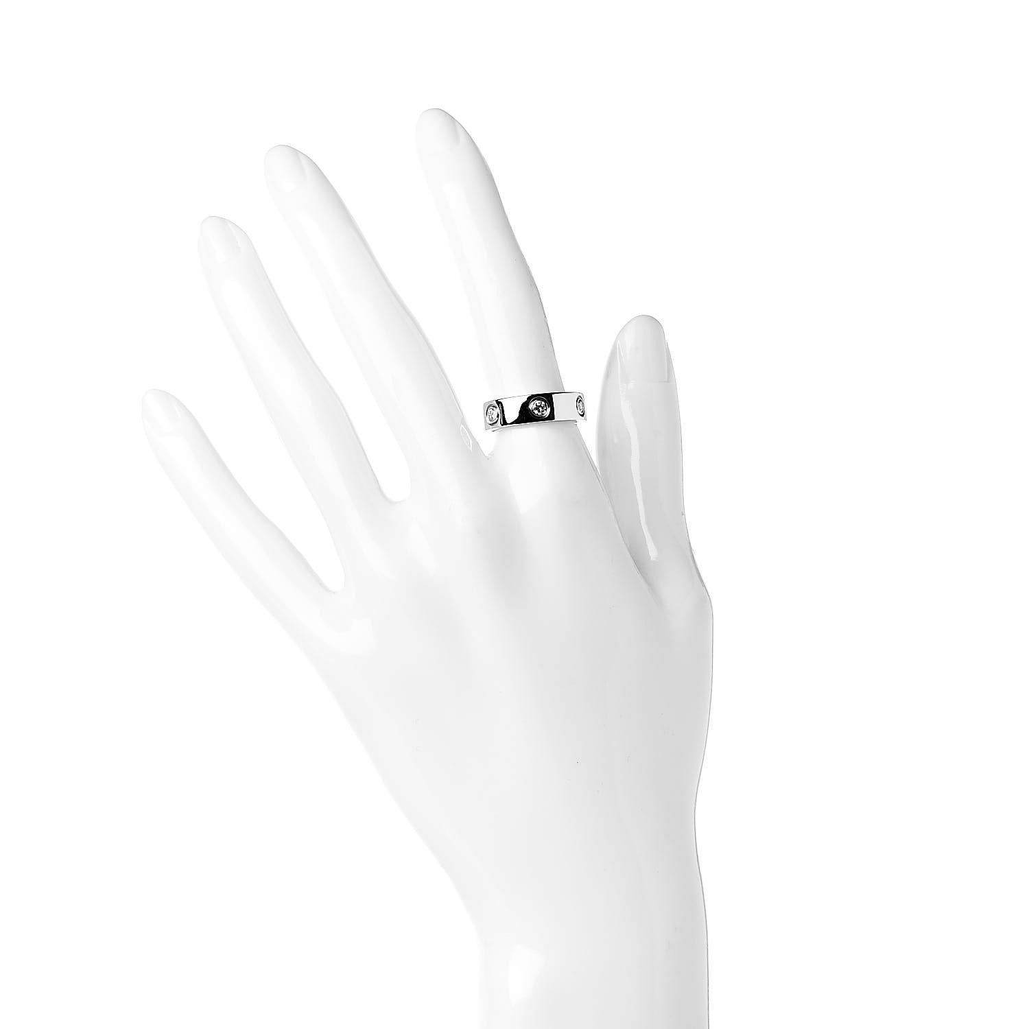 Cartier 18K White Gold 6 Diamond 5.5mm LOVE Ring 52 6 2 of 7