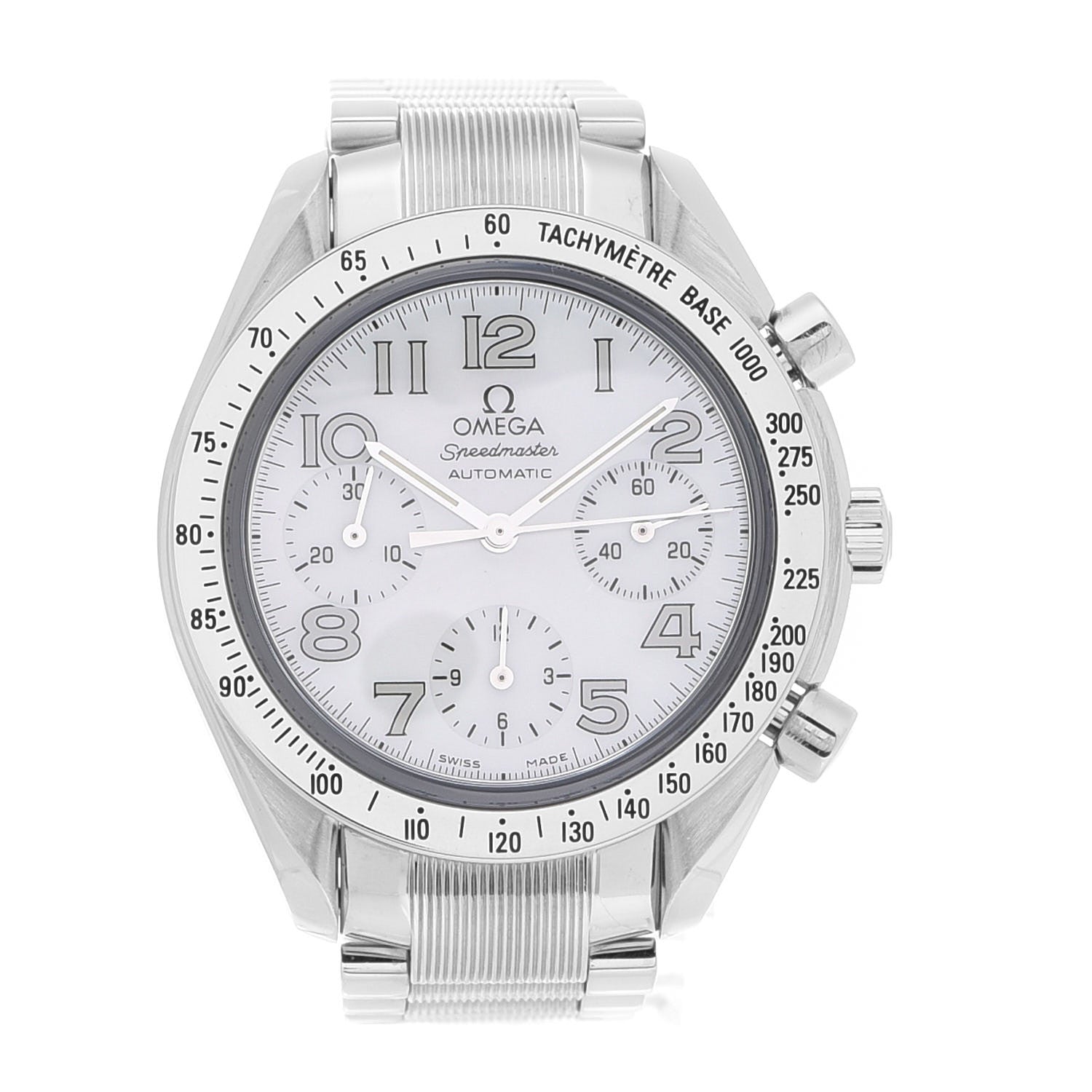 Omega Stainless Steel Mother of Pearl 39mm Speedmaster Chronograph Automatic Watch 3834.70.36 1 of 5
