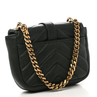Saint Laurent Sheepskin Matelasse Chevron Monogram Mini College Bag Dark Green 3 of 6