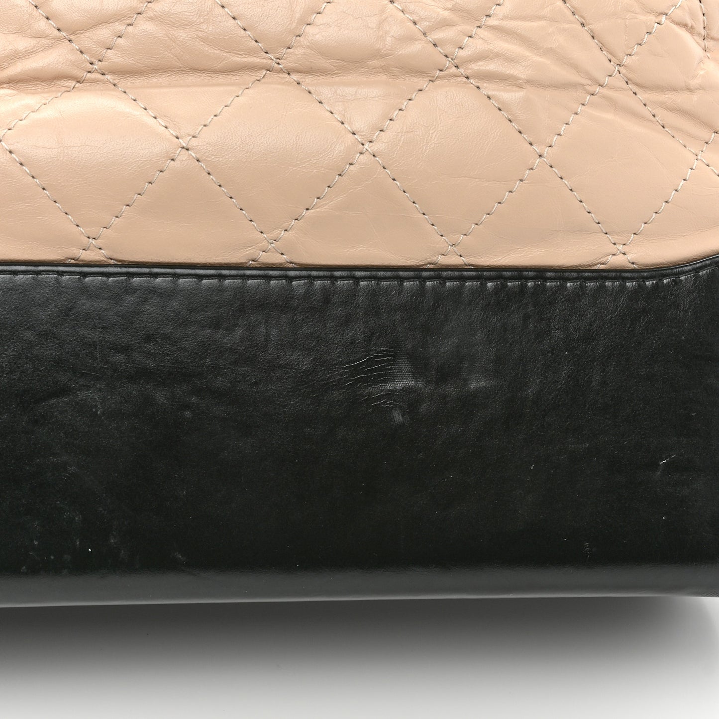 Aged Calfskin Quilted Medium Gabrielle Hobo Beige Black