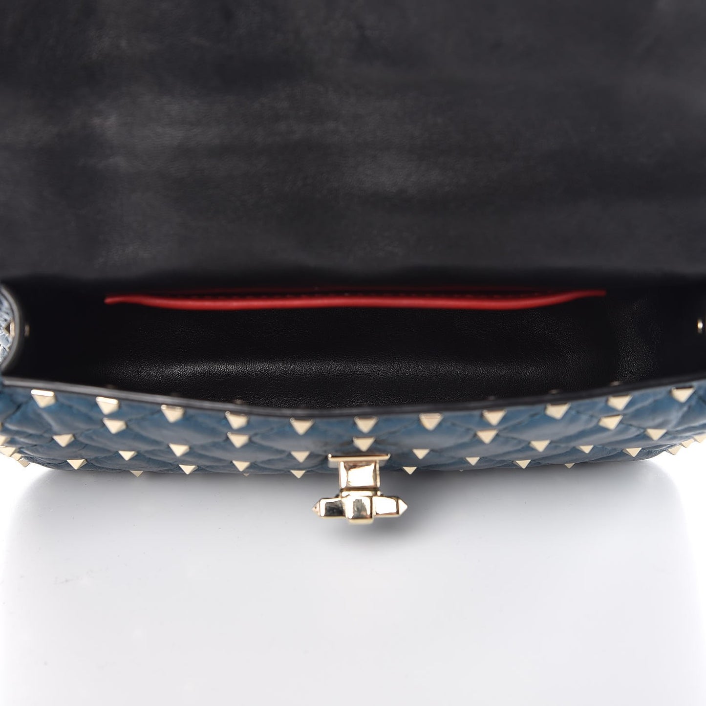 Metallic Wrinkled Lambskin Small Rockstud Spike Shoulder Bag Peacock