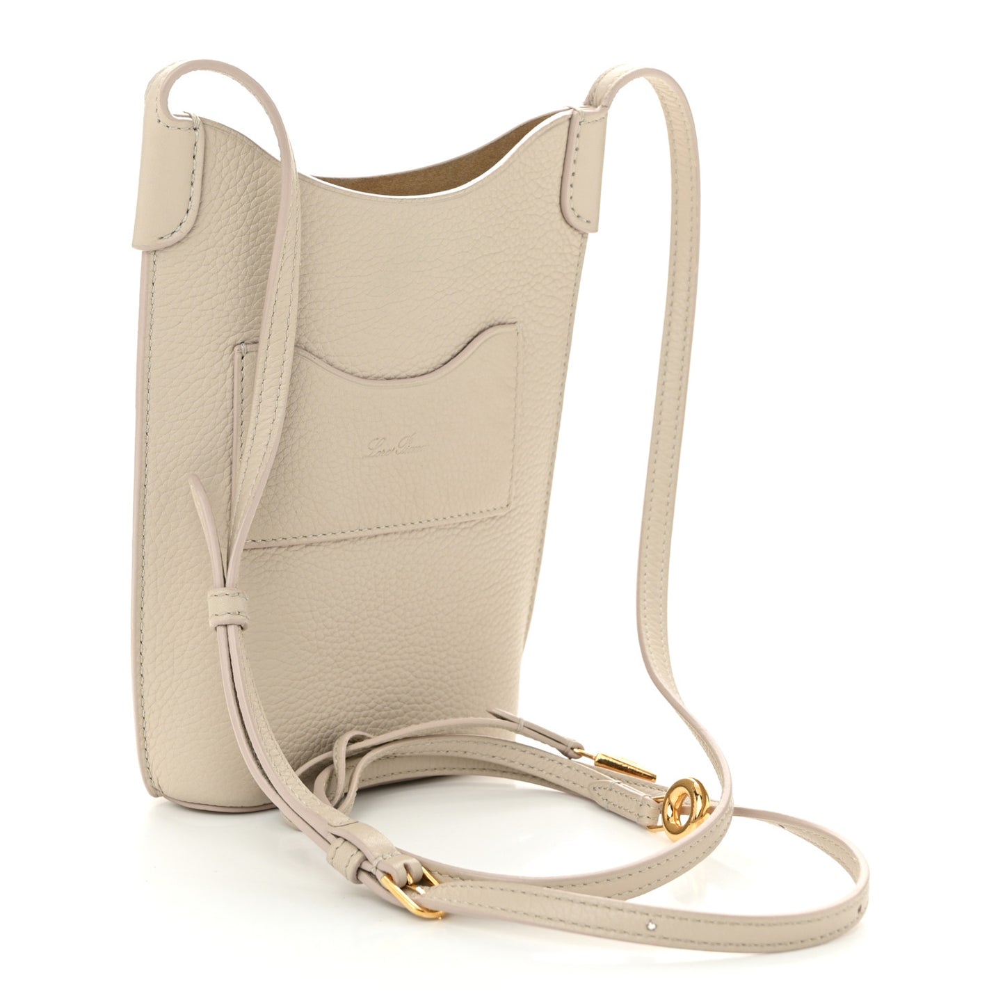 Grained Calfskin Bale Phone Case Light Travertine