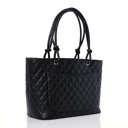 Chanel Calfskin Quilted Large Cambon Tote Black White 3 of 21