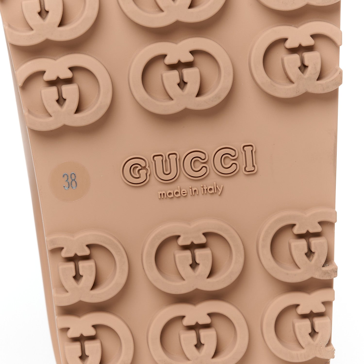 Gucci Soft Rubber Womens Interlocking G Platform 42mm Slide Sandals 38 Vintage Camel 8 of 11