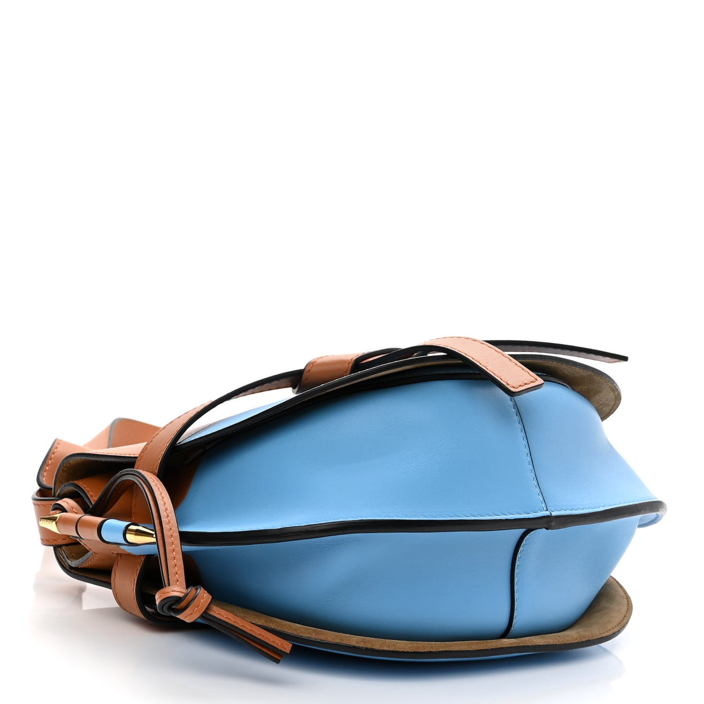 Calfskin Small Gate Crossbody Bag Tan Sky Blue