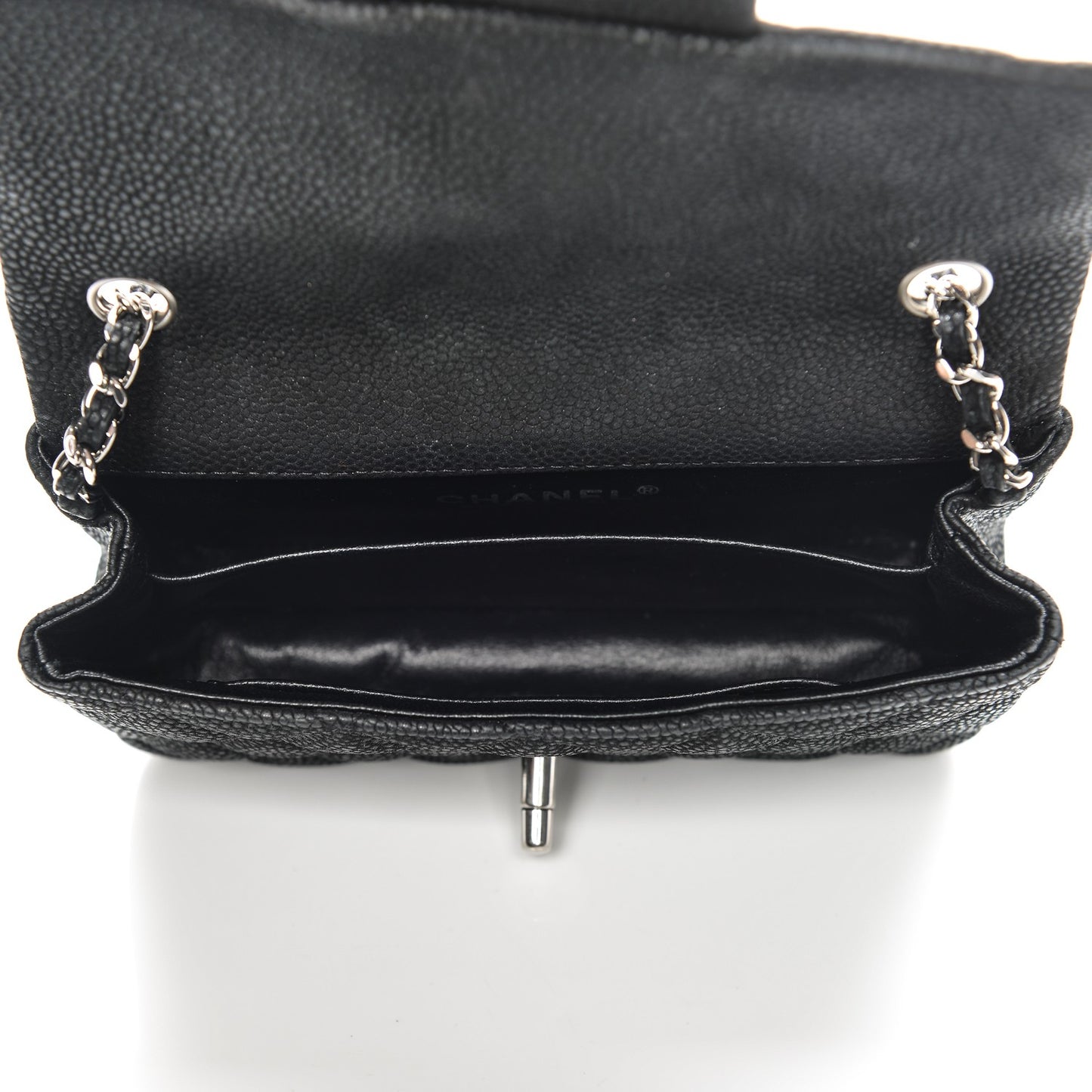 Iridescent Caviar Quilted Extra Mini Flap Black