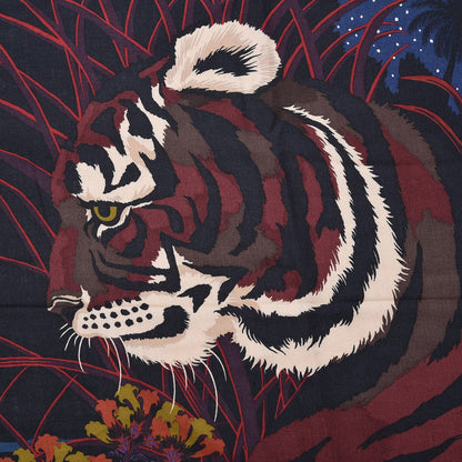 Hermes Cashmere Silk Tyger Tyger Shawl 140 Bleu Nuit Acajou Prune 3 of 6
