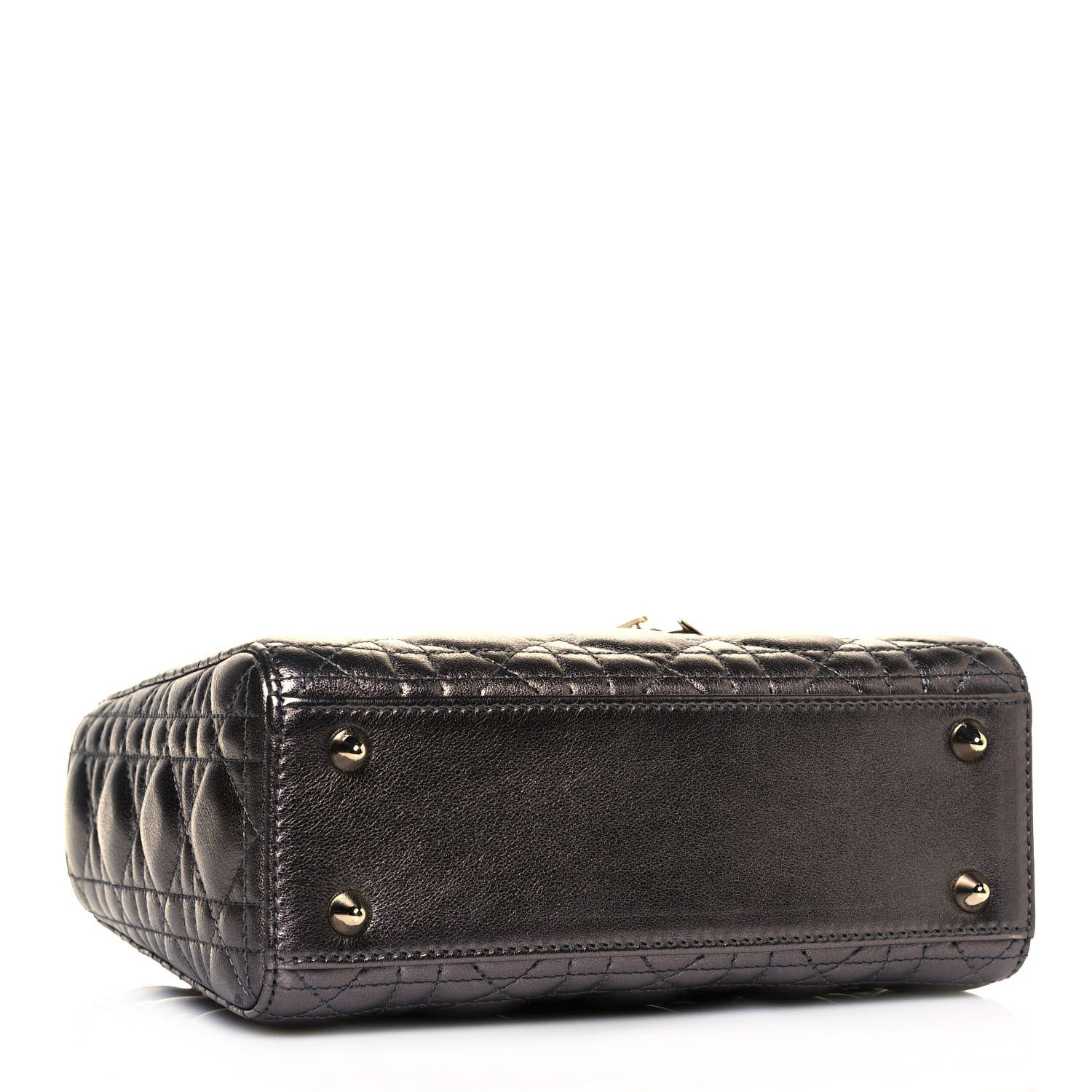 Christian Dior Metallic Grained Calfskin Cannage My ABCDior Lady Dior Gunmetal 3 of 12