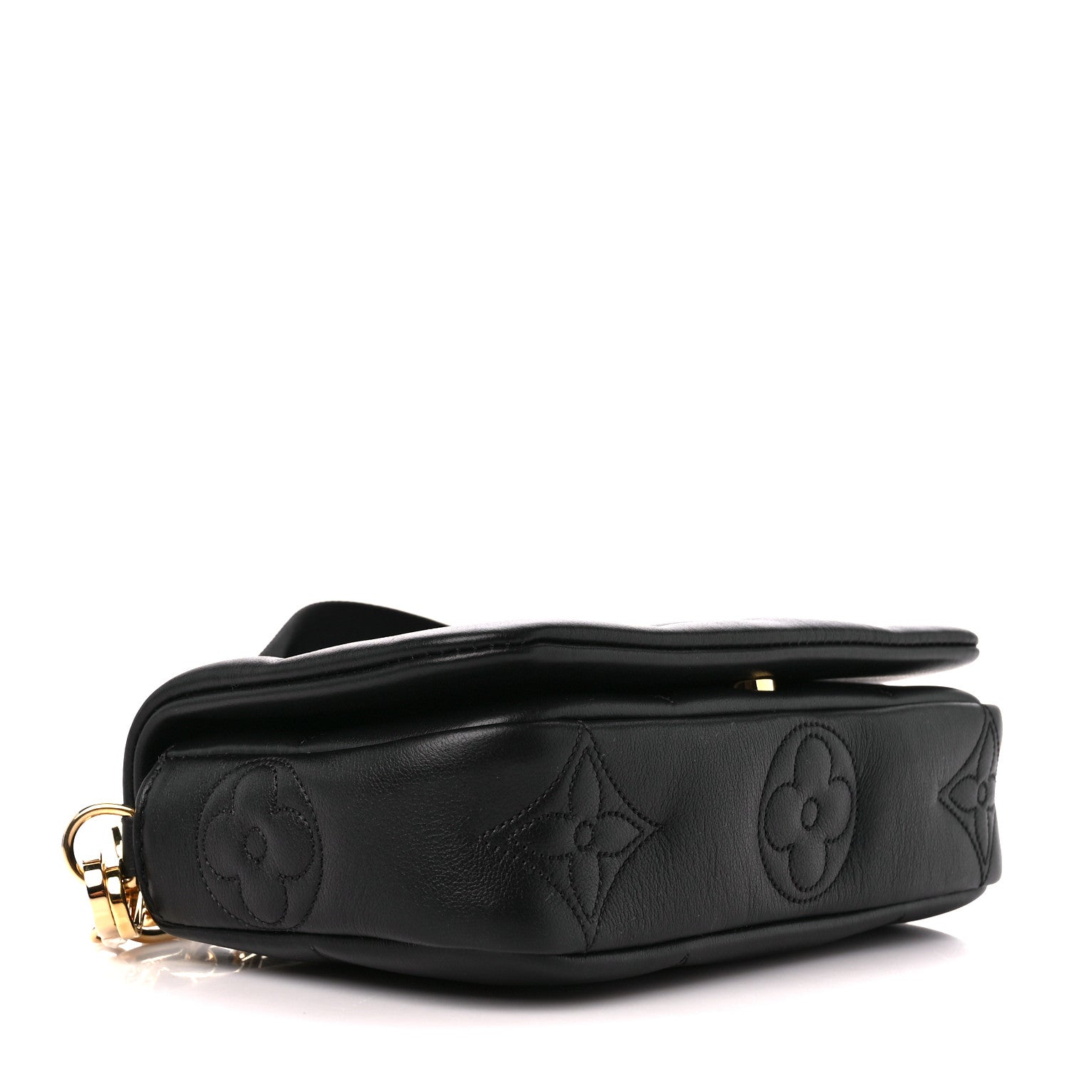 Louis Vuitton Calfskin Bubblegram Wallet On Strap Black 4 of 9