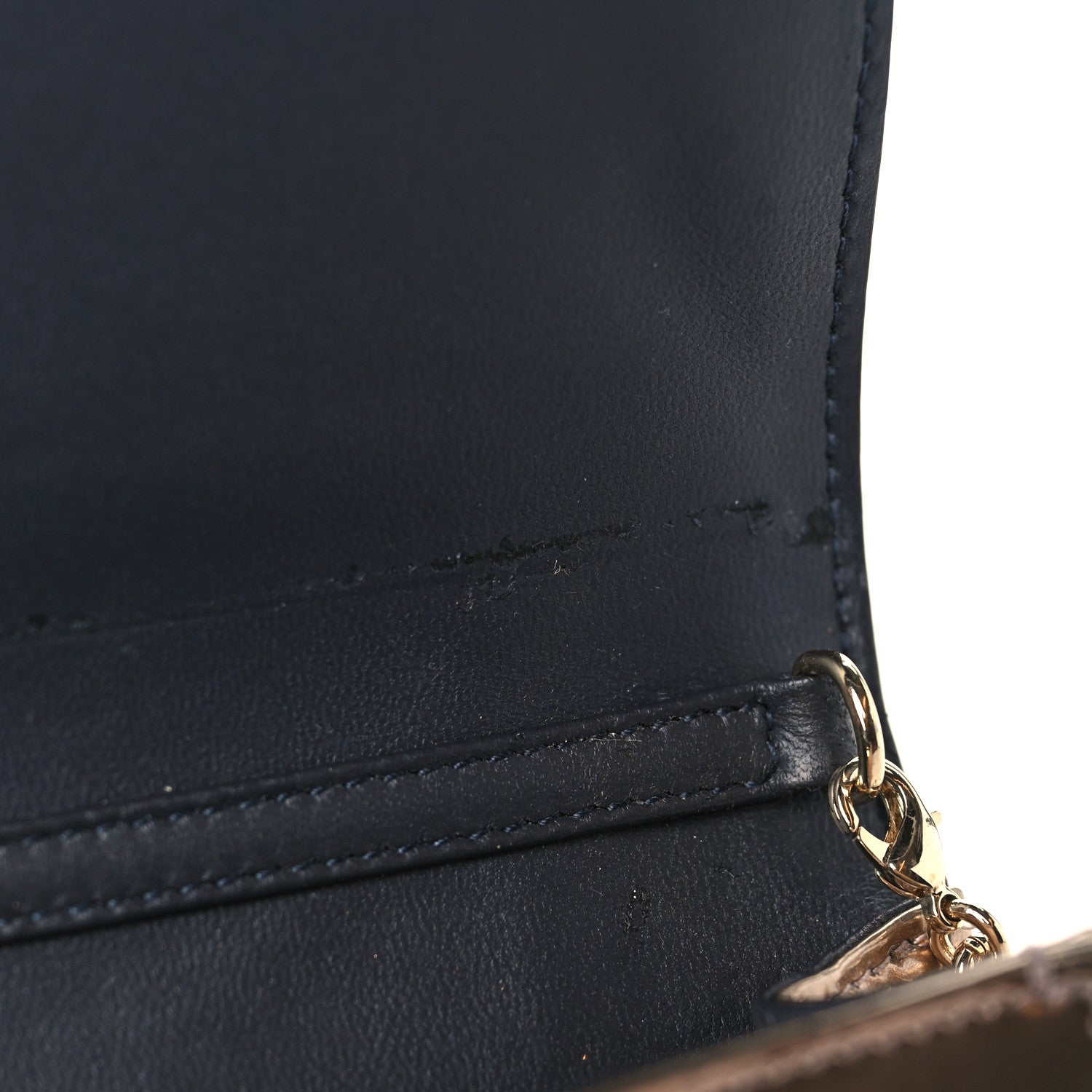 Christian Dior Metallic Patent Micro-Cannage Diorama Wallet on Chain Pouch Gold 9 of 10