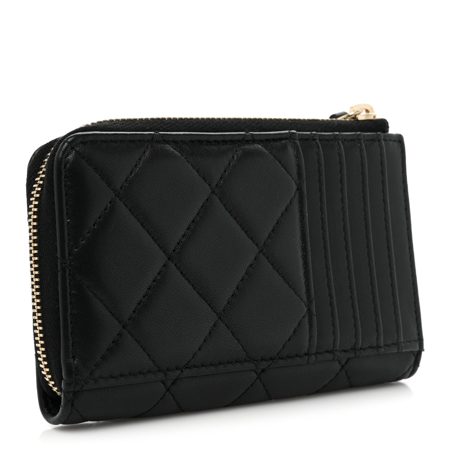 Chanel Lambskin Quilted Zip Card Holder Black 3 of 11