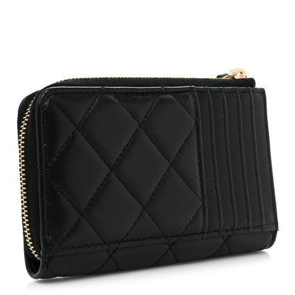 Chanel Lambskin Quilted Zip Card Holder Black 3 of 11