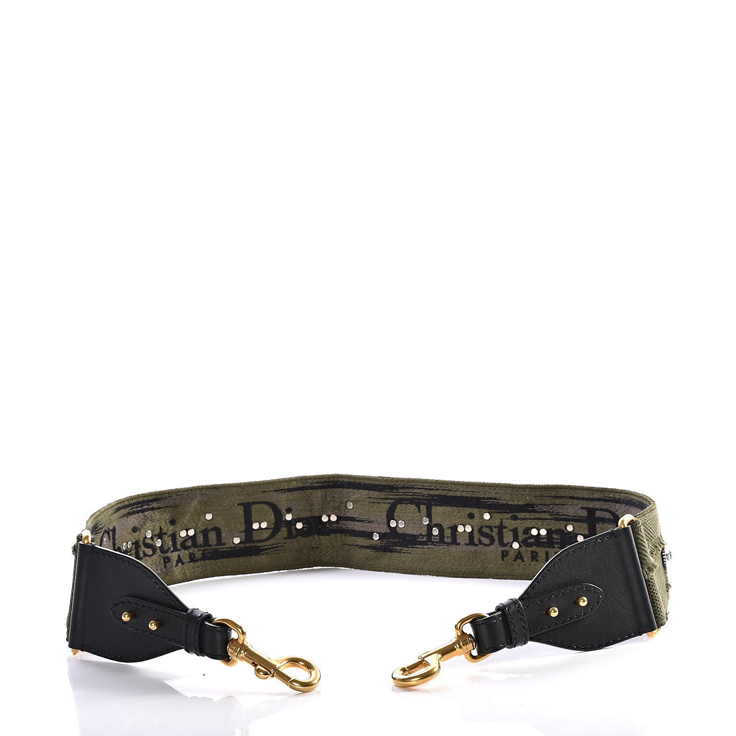 Christian Dior Canvas Embroidered Studded Camouflage Shoulder Strap Vert Multicolor 3 of 11