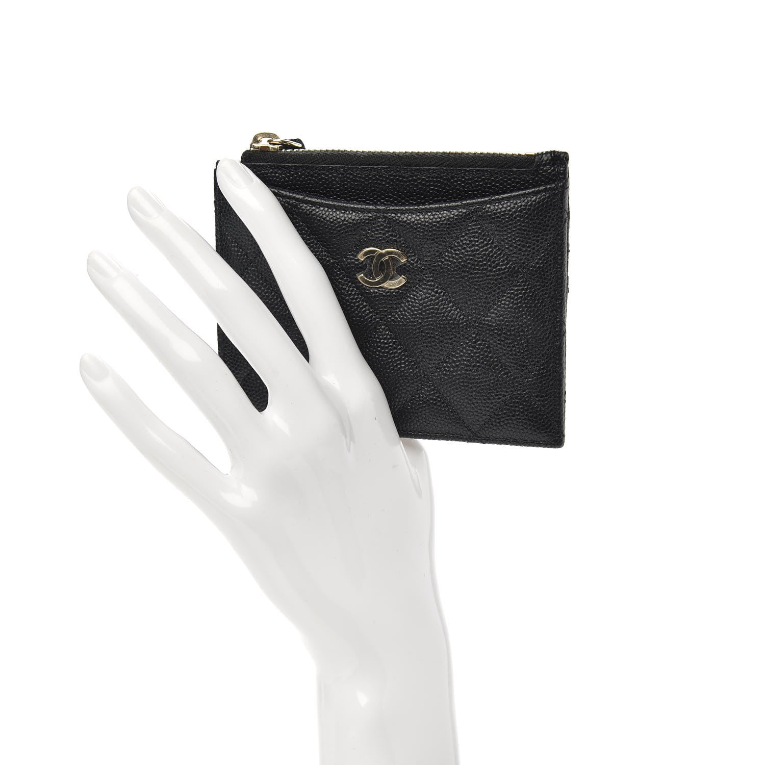 Chanel Caviar Quilted CC Zip Card Holder Black 3 of 8