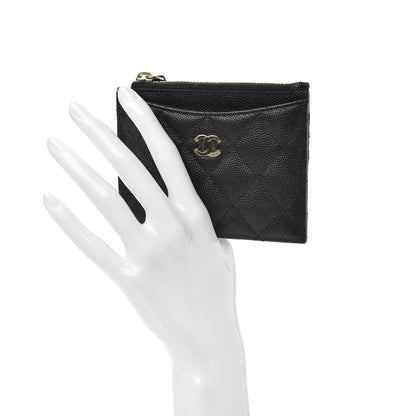 Chanel Caviar Quilted CC Zip Card Holder Black 3 of 8