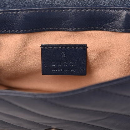 Gucci Vintage Effect Calfskin Matelasse Diagonal Super Mini Torchon GG Marmont Shoulder Bag Blue Agata Mystic White 8 of 11