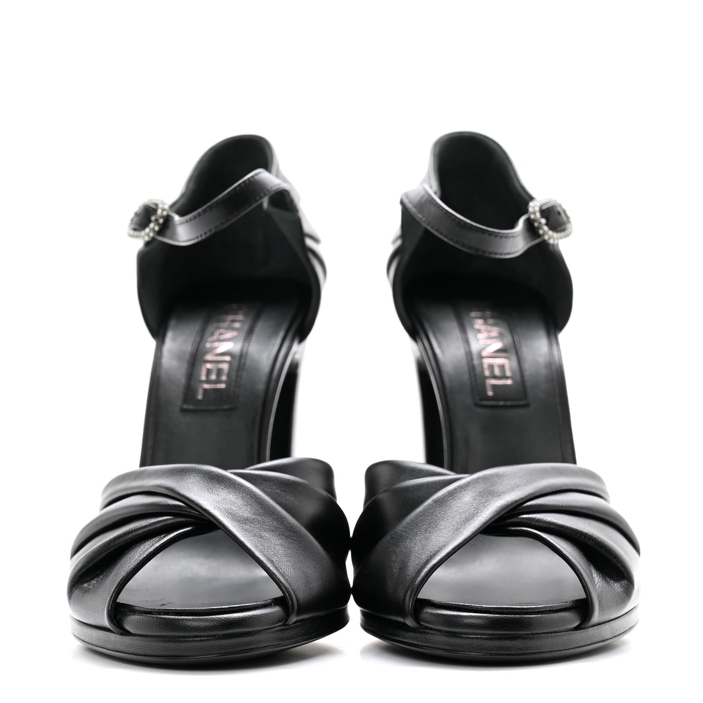 Lambskin Pearl CC Sandals 40 Black