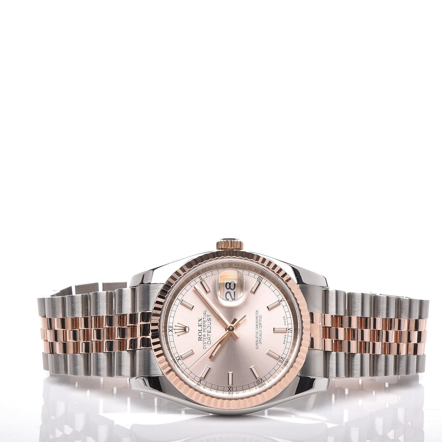 Stainless Steel 18K Everose Gold 36mm Oyster Perpetual DateJust Watch Pink 116231