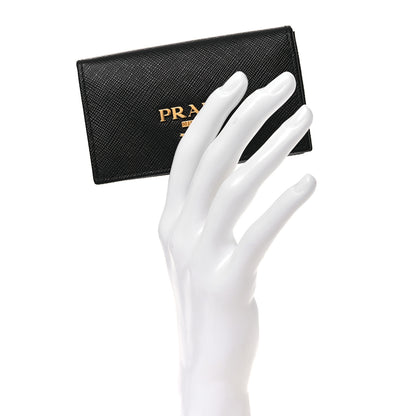 Prada Saffiano Metal Flap Card Holder Black 2 of 7