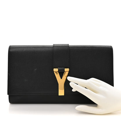 Saint Laurent Textured Calfskin Classic Y Ligne Clutch Black 2 of 11