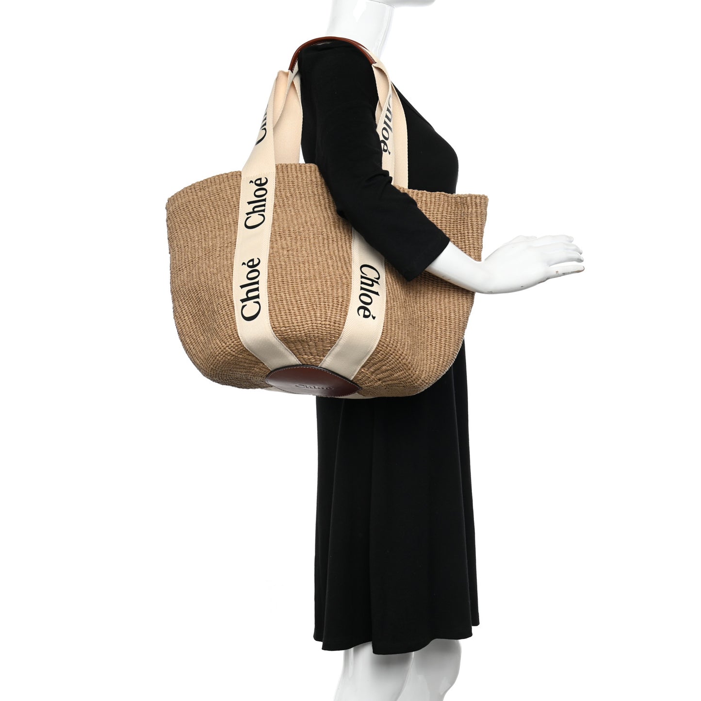 Raffia Large Woody Basket Bag White