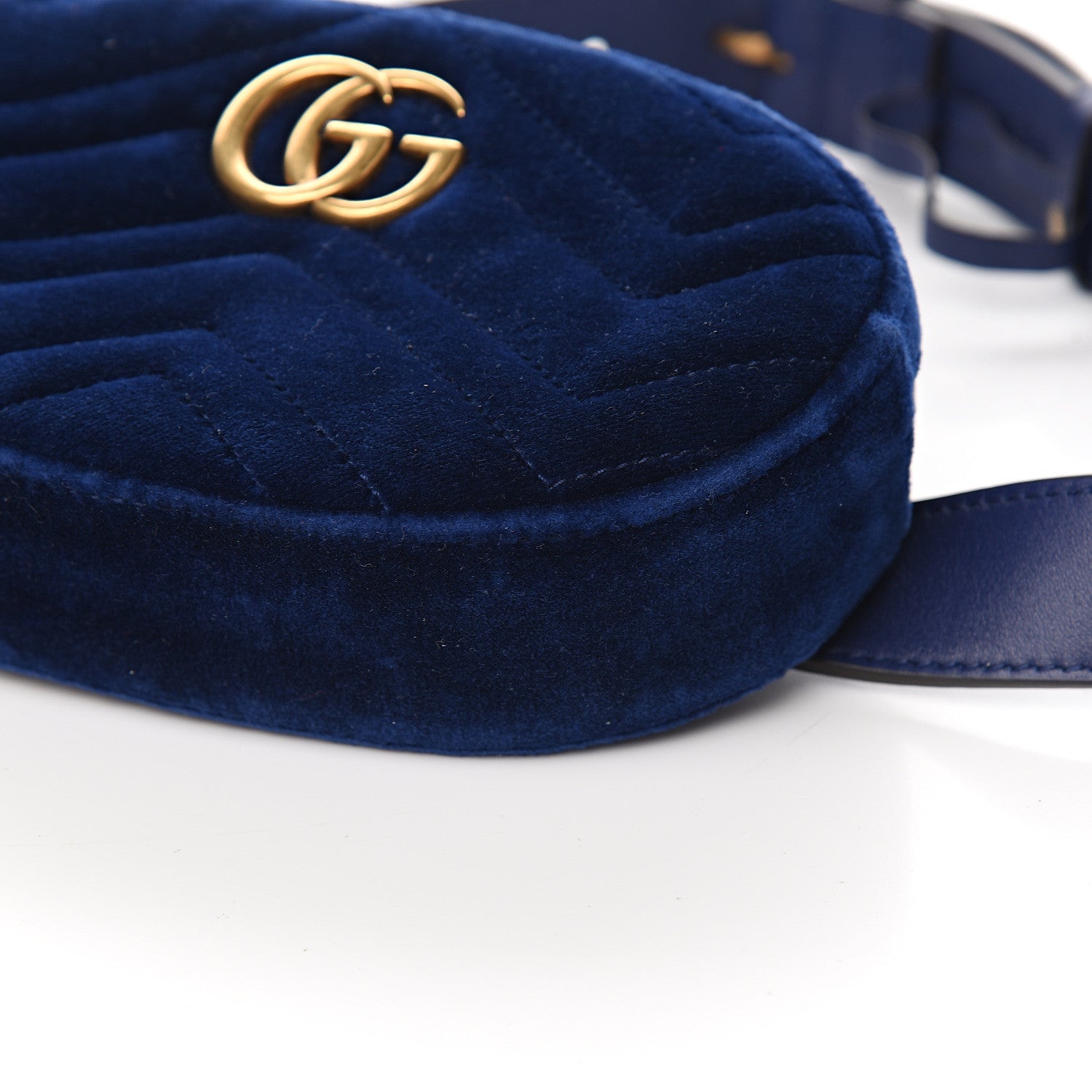 Gucci Velvet Matelasse GG Marmont Belt Bag 75 30 Cobalt Blue 8 of 8