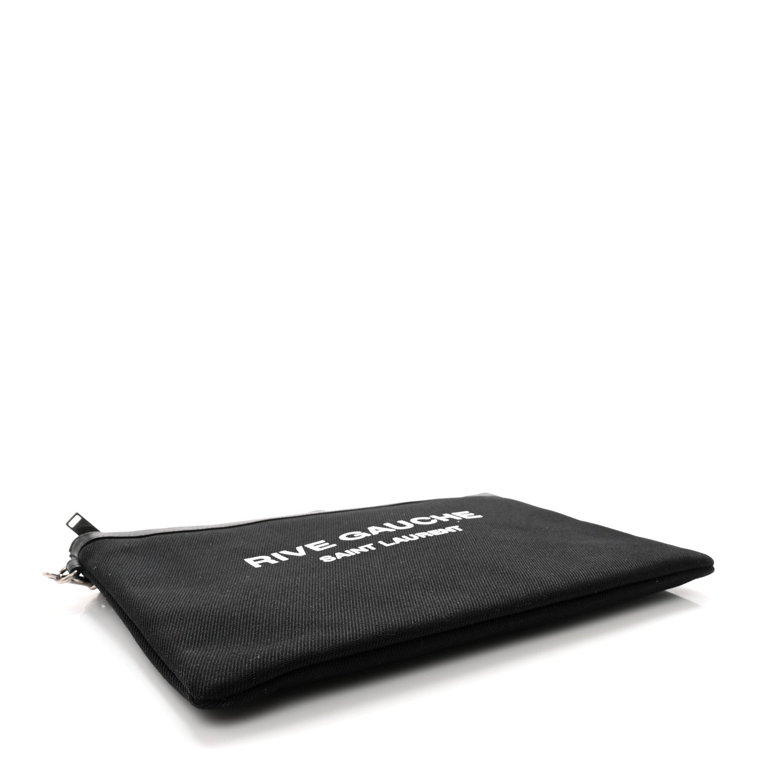 Saint Laurent Linen Canvas Rive Gauche Zipped Pouch Black 4 of 7