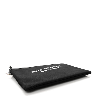 Saint Laurent Linen Canvas Rive Gauche Zipped Pouch Black 4 of 7