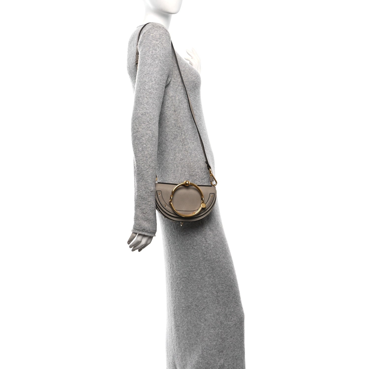 Chloe Calfskin Small Nile Bracelet Minaudiere Bag Motty Grey 2 of 13