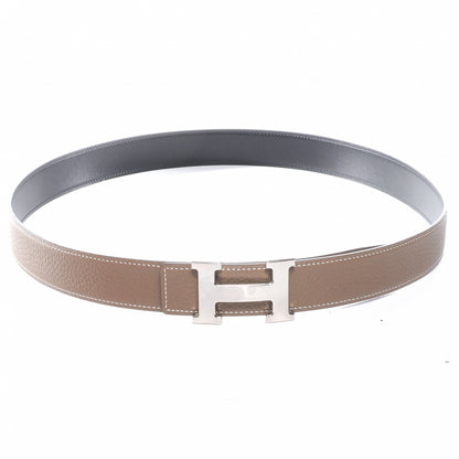 Hermes Togo Box Reversible Constance 32mm H Belt 105 Etoupe and Noir 1 of 5