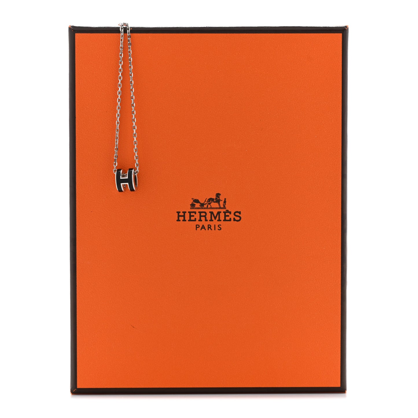 Lacquered Palladium Mini Pop H Pendant Necklace Black