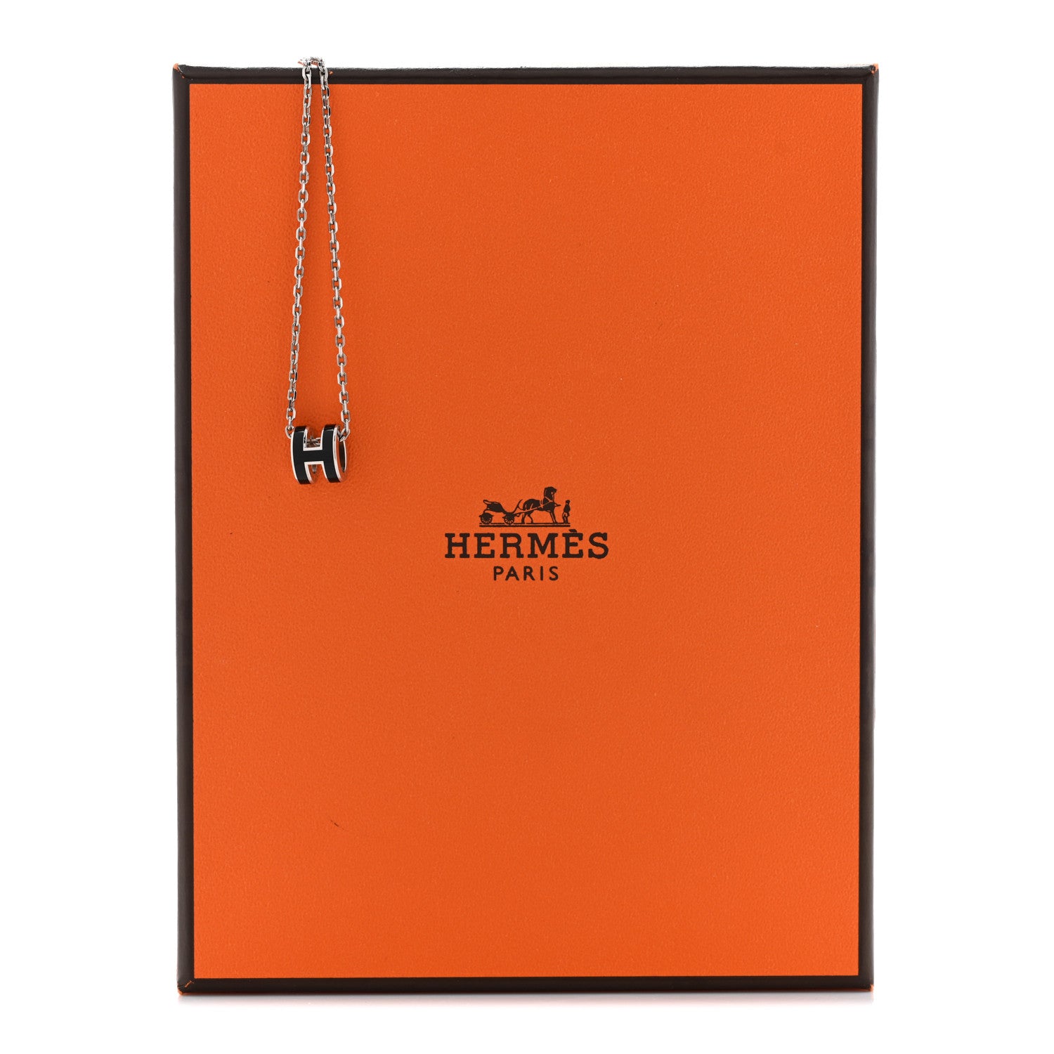 Hermes Lacquered Palladium Mini Pop H Pendant Necklace Black 8 of 8
