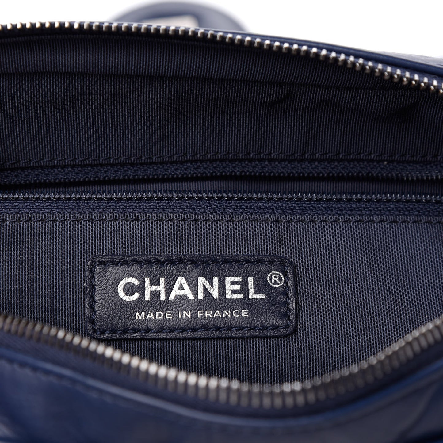 Aged Calfskin Quilted Medium Chain Detail Flap Navy Blue