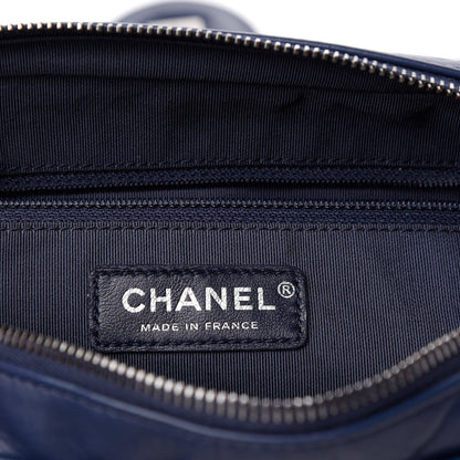 Chanel Aged Calfskin Quilted Medium Chain Detail Flap Navy Blue 5 of 15
