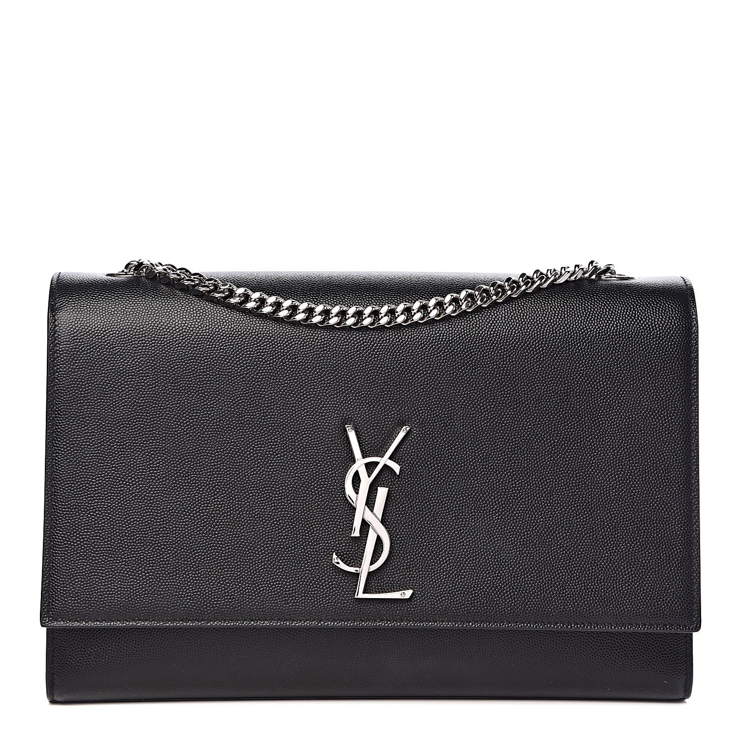 Saint Laurent Grain De Poudre Large Classic Monogram Kate Satchel Black 1 of 10