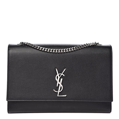 Saint Laurent Grain De Poudre Large Classic Monogram Kate Satchel Black 1 of 10