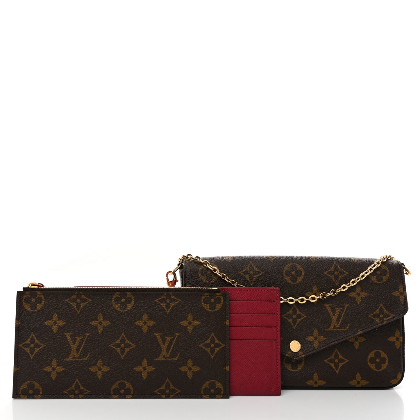 Monogram Pochette Felicie Chain Wallet Fuchsia