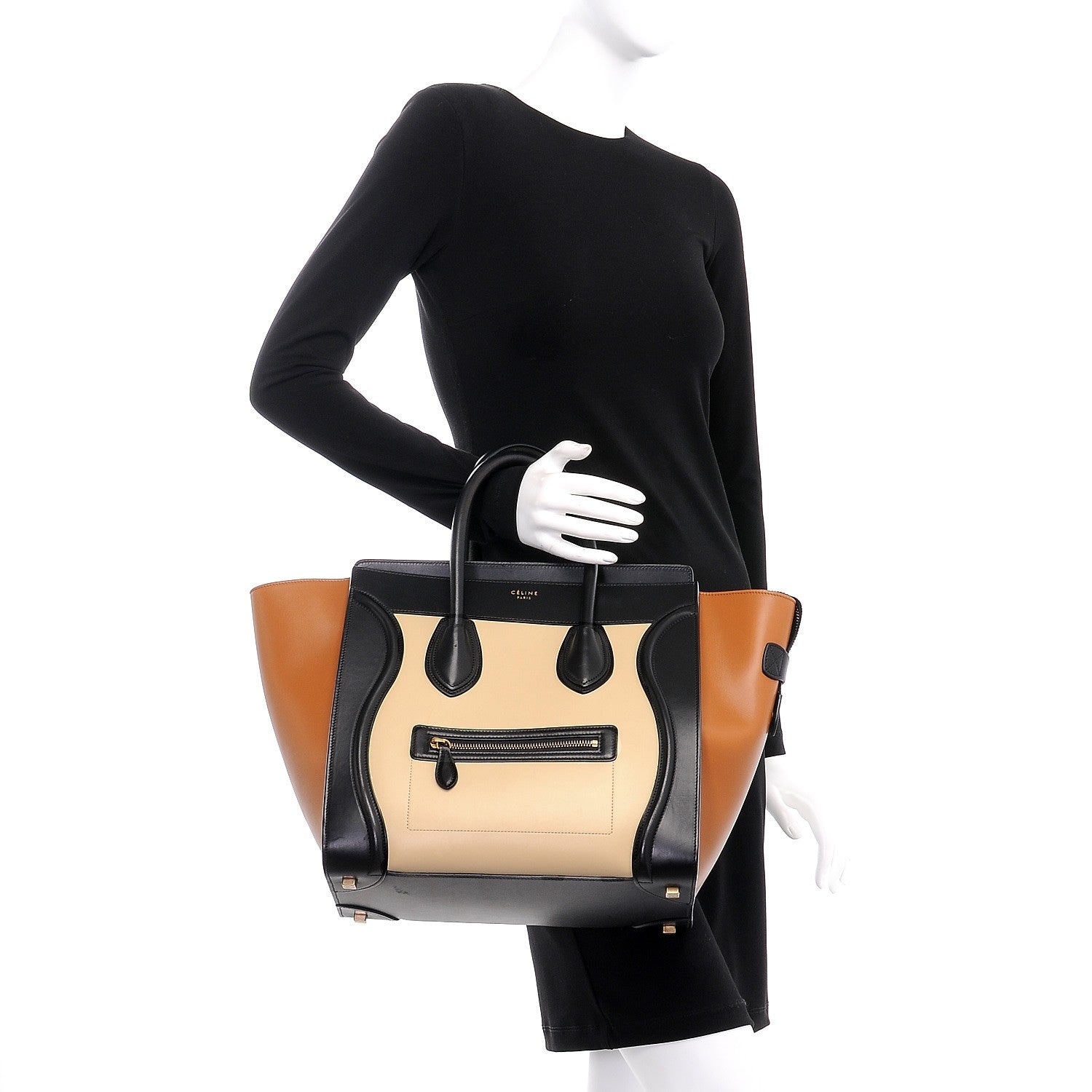 Celine Satin Calfskin Mini Tri-Color Luggage Seashell 3 of 14