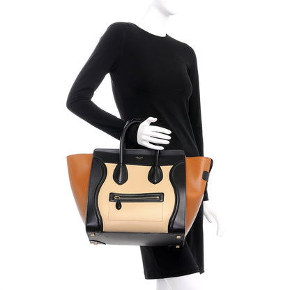 Celine Satin Calfskin Mini Tri-Color Luggage Seashell 3 of 14