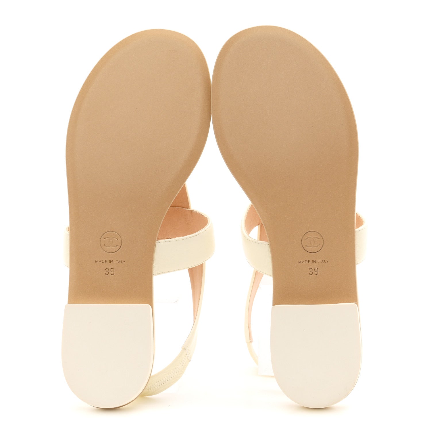 Chanel Lambskin Chain CC Thong Sandals 39 Ivory 6 of 10