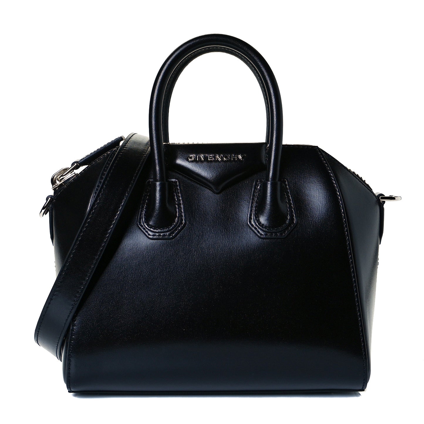 Shiny Lord Calfskin Mini Antigona Black