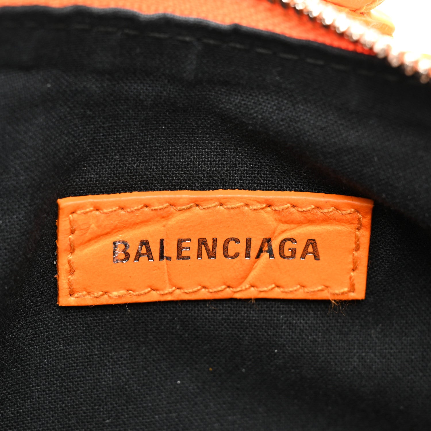 Balenciaga Extra Supple Calfskin Crocodile Embossed Le Cagole Shoulder Bag XS Pop Orange 7 of 11