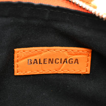 Balenciaga Extra Supple Calfskin Crocodile Embossed Le Cagole Shoulder Bag XS Pop Orange 7 of 11